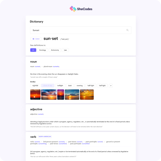 preview of Dictionary App - built with React