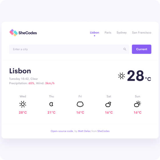 preview of Weather App - built with HTML, CSS, and JavaScript