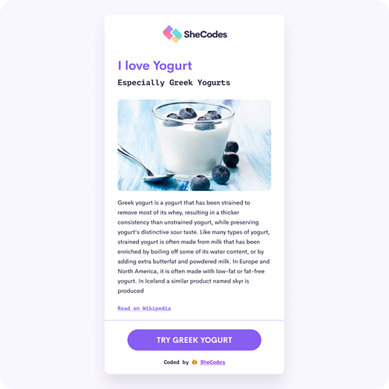 preview of Yogurt Project - built with HTML and CSS
